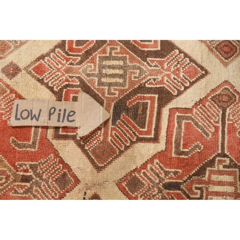 Brown Tribal Ardebil Persian Vintage Runner Rug Handmade Wool Carpet - 3'7"x 9'6"