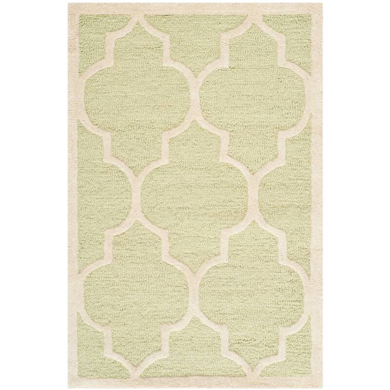 SAFAVIEH Handmade Cambridge Oddny Moroccan Trellis Wool Rug - 2' x 3' - Light Green/Ivory