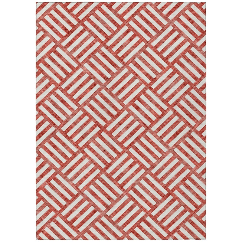 HomeRoots Geometric Transitional Rectangle Outdoor Rug