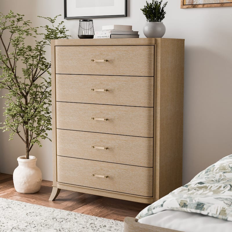 Furniture of America Kian Modern Natural Oak Solid Wood 5-Drawer Storage Chest - Natural Oak