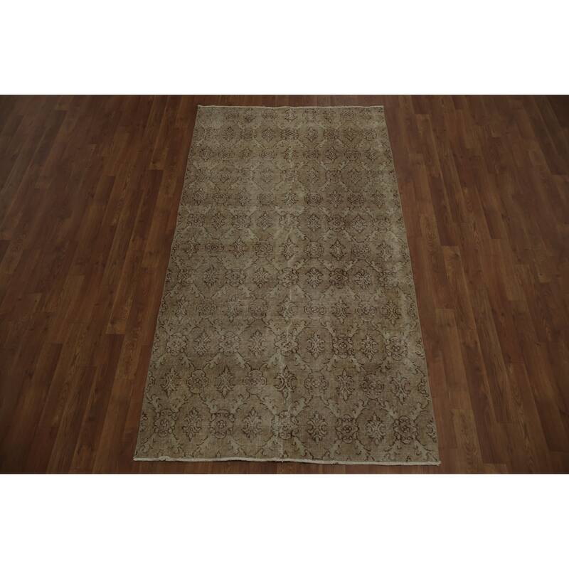 Hand Knotted Oriental 100% Wool Carpet Transitional Floral Beige & Ivories Anatolian Area Rug - 6' 8'' X 3' 9''