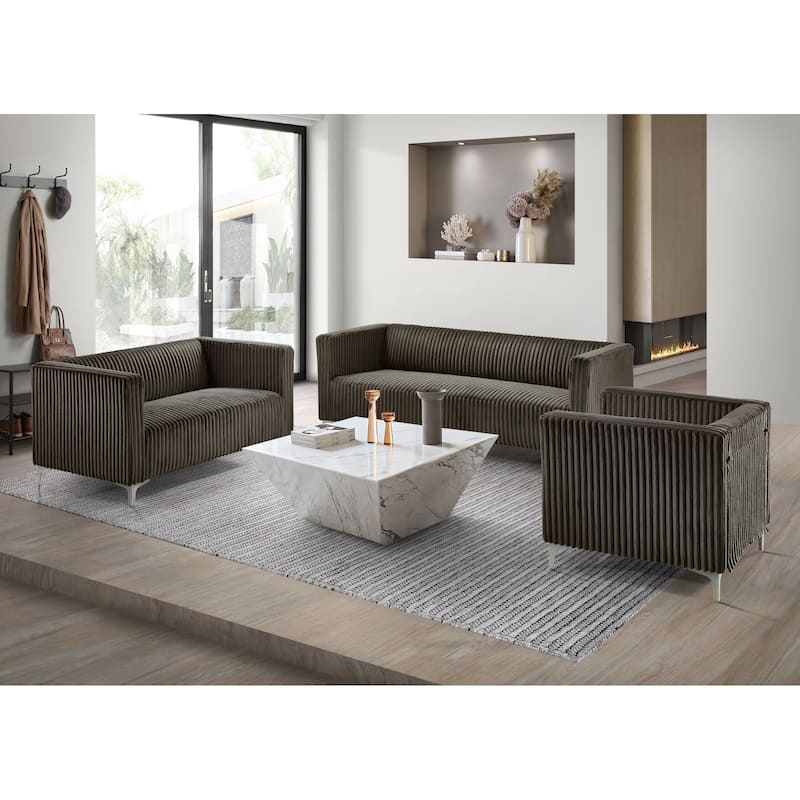 Clayfell Gavin Velvet Square Arm Living Room Set