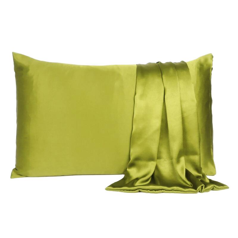 HomeRoots Lemongrass Dreamy Set Of 2 Silky Satin Standard Pillowcases - 20' X '26' X '1 - Green/Yellow