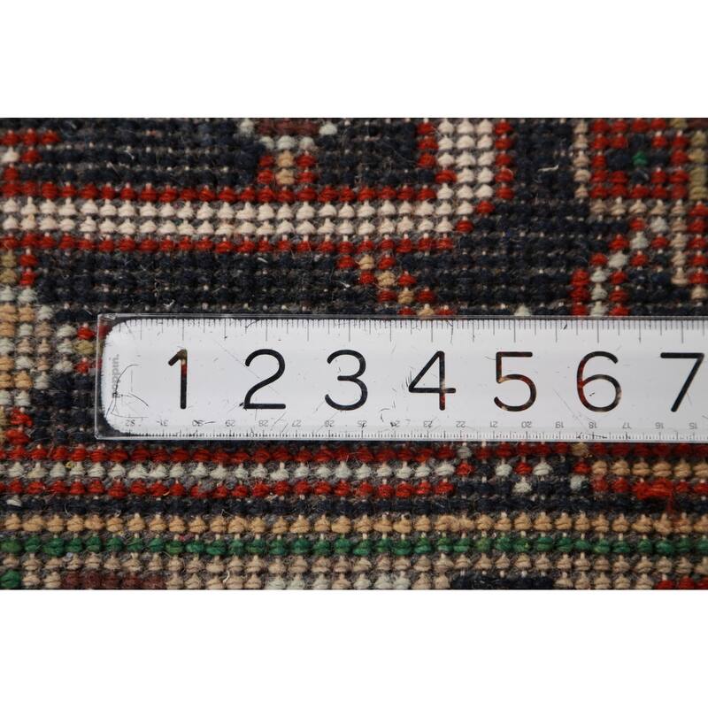 Geometric Medallion Heriz Serapi Area Rug Hand-Knotted Wool Carpet - 8'11"x 11'9"