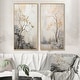 preview thumbnail 1 of 5, Designart "Minimalism Calm River Forest" Forest River Framed Wall Art Set Of 2 - Traditional Beige Wall Decor 2 Pieces 25 in. wide x 28 in. high - Brown