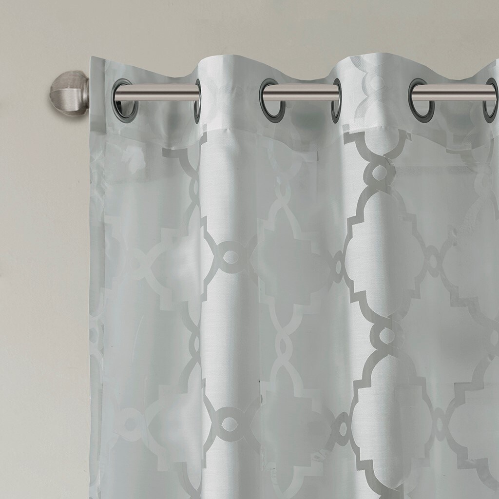 Sheer Fretwork Burnout Curtain Panel - Single Panel Only  -image