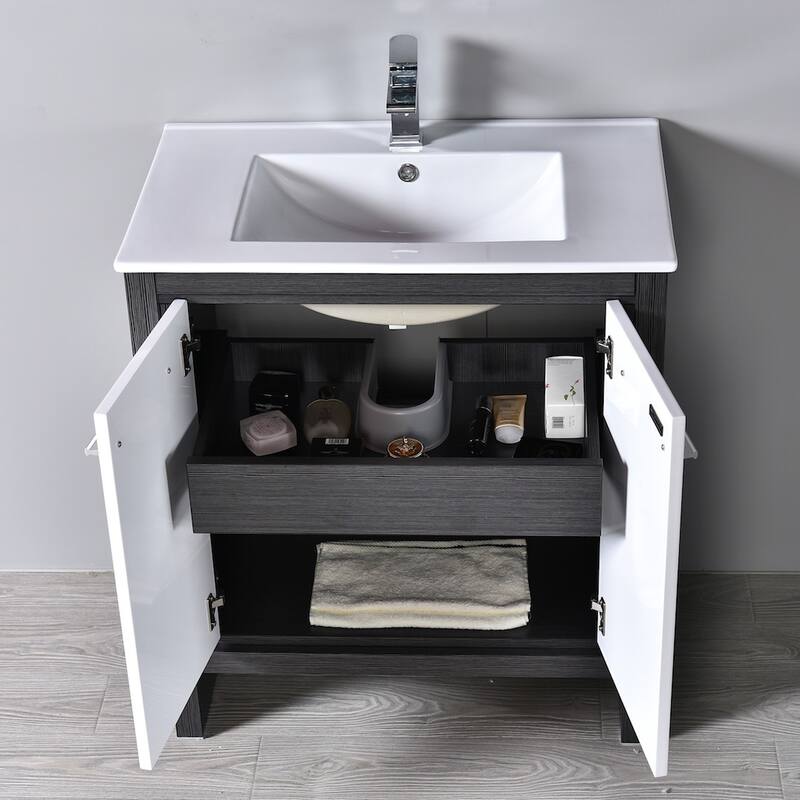 Solid Wood Bathroom Vanity with Mirror Medicine Cabinet