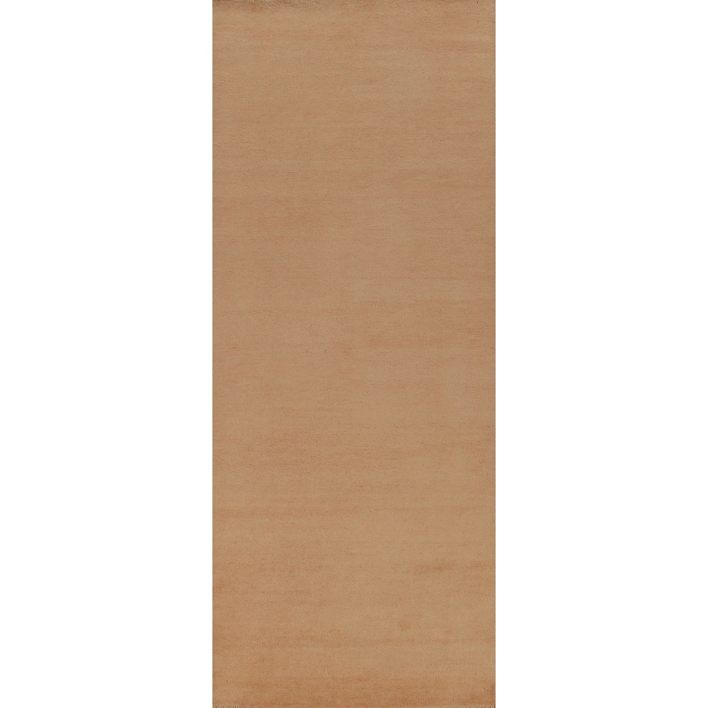 Hand Knotted Oriental 100% Wool Carpet Modern Solid Oranges & Rust Gabbeh Runner Rug - 10' 3'' X 3' 1''