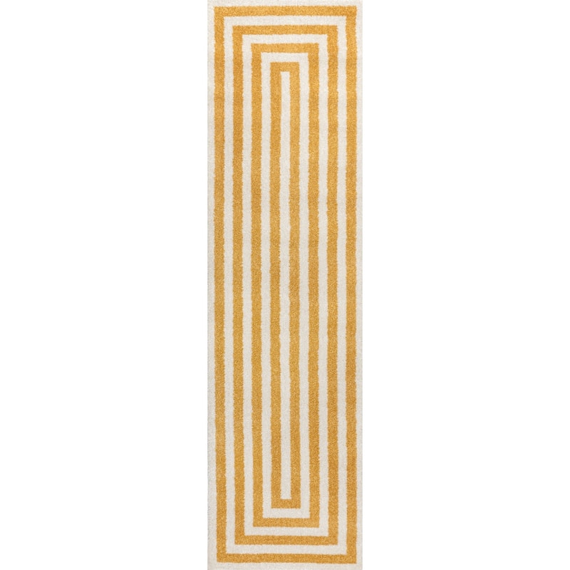 JONATHAN Y Olivier Modern Classic Mitre Stripe Brown/Ivory Rug - Yellow/Ivory - 2 X 8