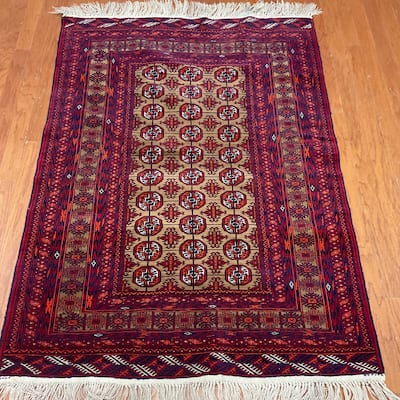 HERAT ORIENTAL Handmade Turkoman Wool Rug - 4'1" x 5'10"