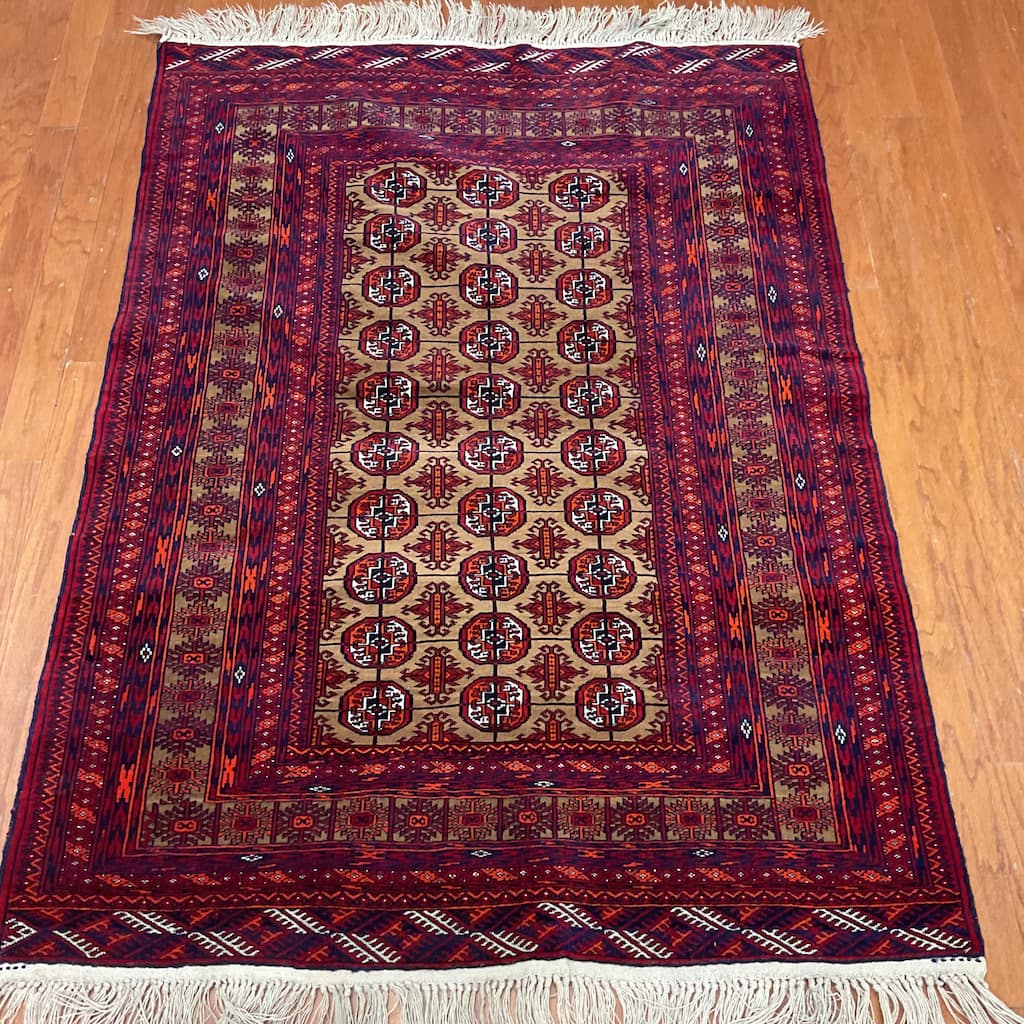 HERAT ORIENTAL Handmade Turkoman Wool Rug - 4'1" x 5'10"