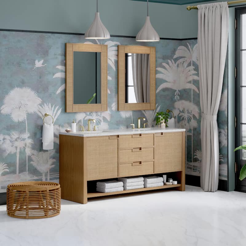 Solene 72" Double Vanity, Seaside Oak, w/FreePower Wireless Charger