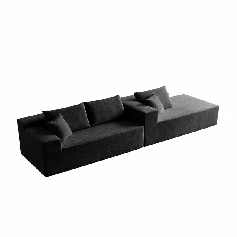 103.54" L-Shaped Modern High-Density Sponge Velvet Modular Sectional Sofa with Chaise & Pillows