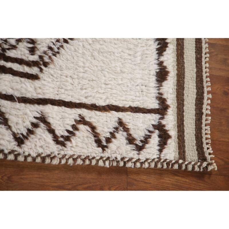 Beige Tribal Anatolian Runner Rug Hand-knotted Wool Carpet - 3'1"x 12'7"