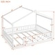 preview thumbnail 62 of 71, Kids Bed Frame, House Shape Floor Platform Bed Frame, Twin/Full Size Wood Bed with Fence for Child/Teens/Girls/Boys
