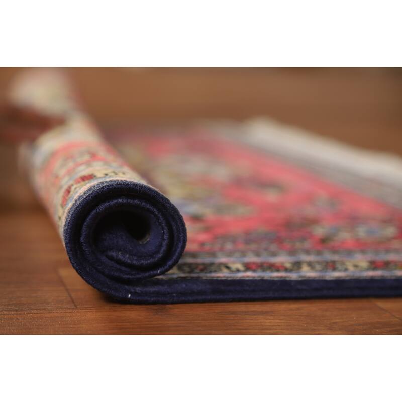 Hand Knotted Oriental Kork Wool Carpet Traditional Medallion Pink Qum Area Rug - 3' 0'' X 2' 1''