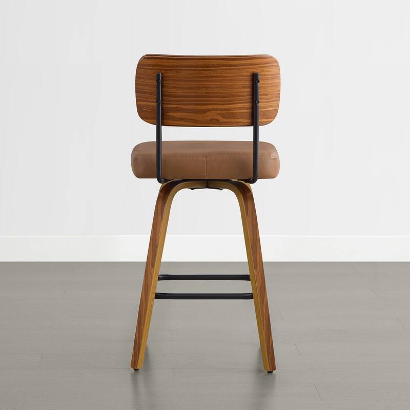 Spruce & Spring 26" Swivel Bar Stool with Bentwood Back or PE Rattan Back