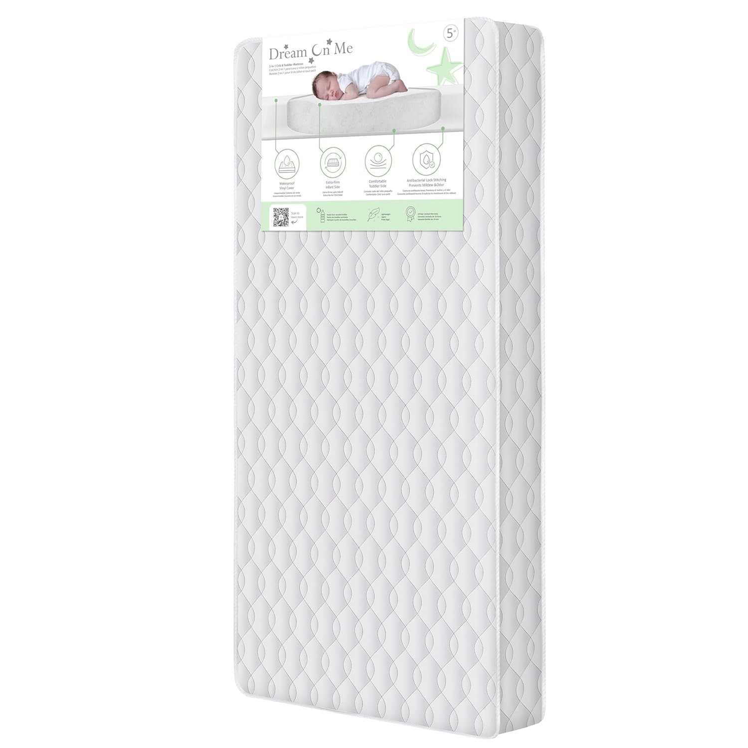 Dream On Me 2 in 1 Cozy Cloud Crib and Toddler Mattress