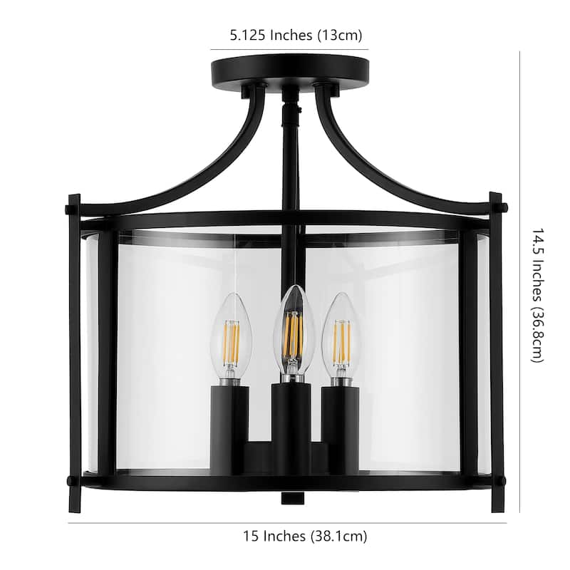 SAFAVIEH Lighting Masako 3-Light Led Flush Mount - 15" W x 15" L x 14.5" H - Bronze - 15Wx15Dx15H