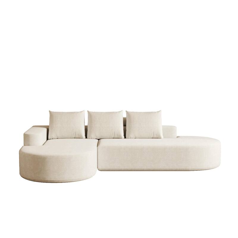 Modern Free Combination Chenille L-Shaped Sectional Sofa Couch with 3 Pillows