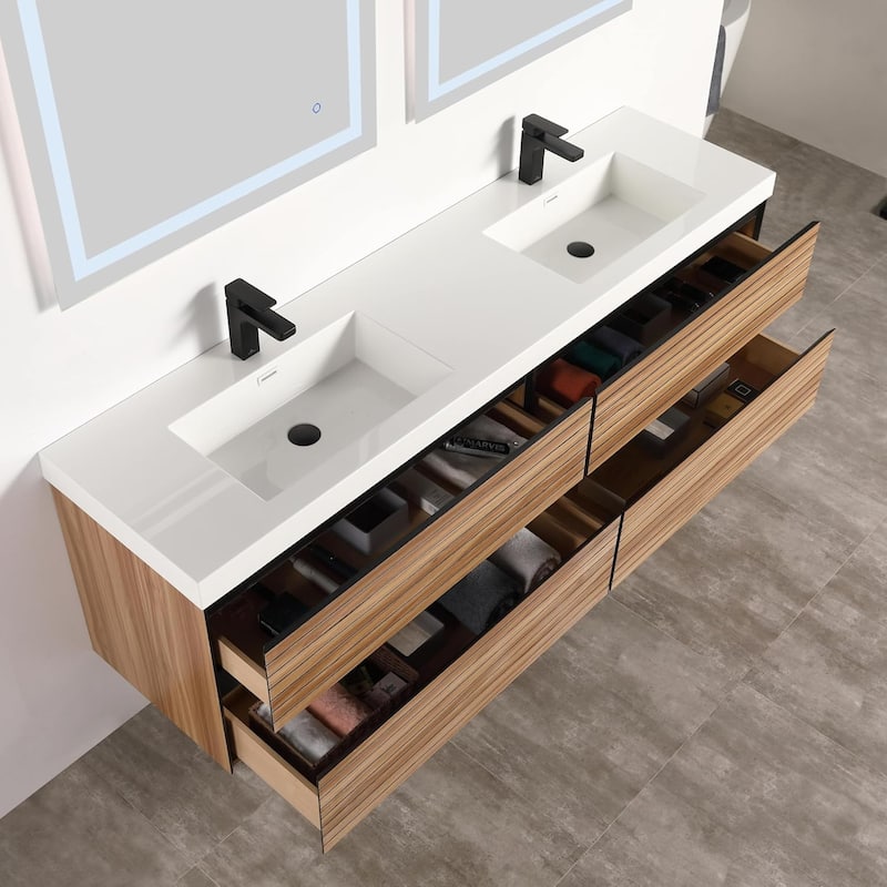 Blossom Annecy 72-Inch Floating Bathroom Vanity with Acrylic Sink