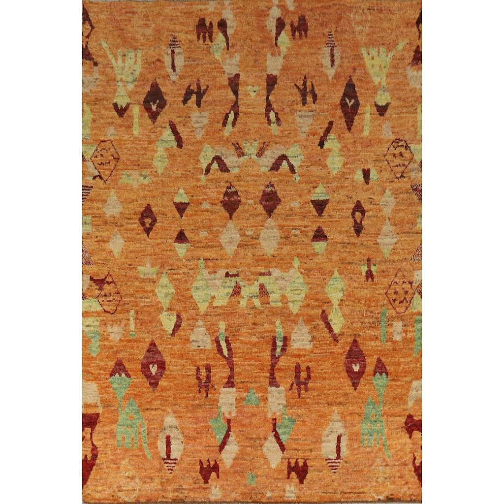 Geometric Moroccan Oriental Area Rug Handmade Tribal Wool Carpet - 6'8" x 9'4"