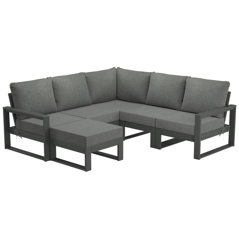 Endless Patio 6-Piece Deep Seating Set with Ottoman with Gray Frame - Gray/Gray
