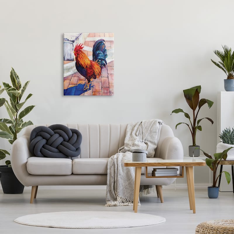 Stupell Rooster Standing on Bricks Canvas Wall Art Design by Julia McGrath