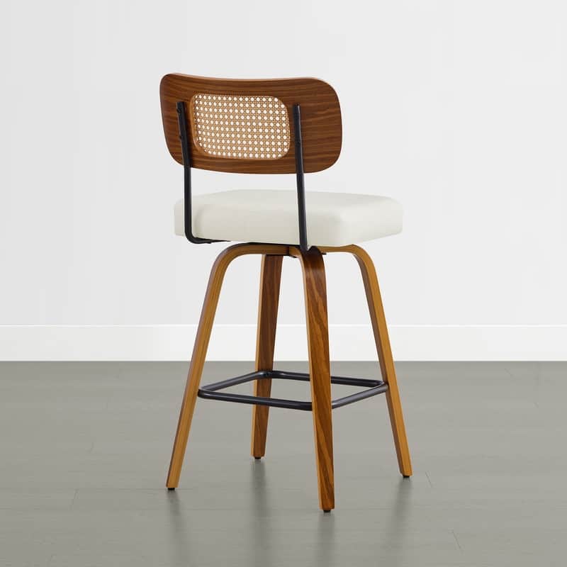 Spruce & Spring 26" Swivel Bar Stool with Bentwood Back or PE Rattan Back