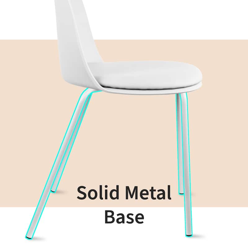 Set of 2 Plastic Dining Chairs Padded Seat Cushion For Kitchen Outdoor Patio Office Waiting Room Breakroom Guest