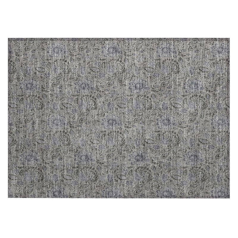 Machine Washable Indoor/ Outdoor Chantille Casual Floral Rug