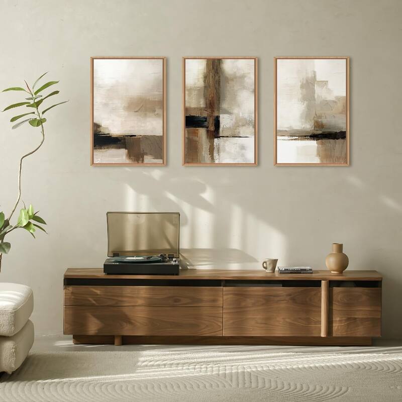 Brown Beige Wall Decor,Minimalist Black Wall Painting