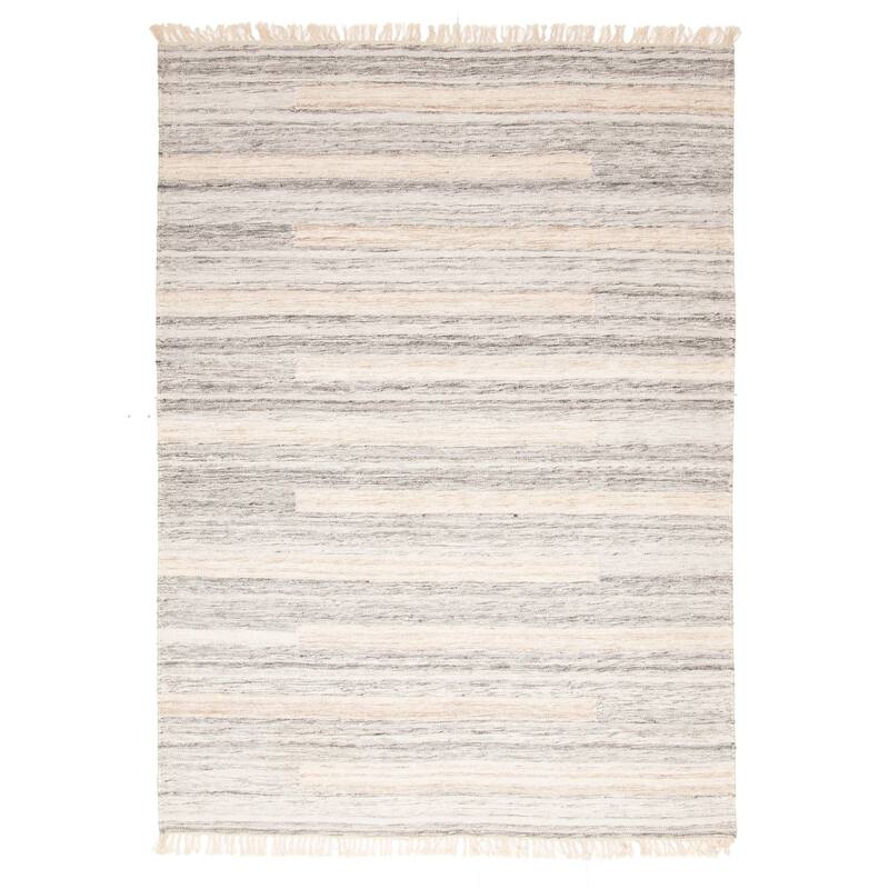 ECARPETGALLERY Flat-Weave Ankara FW Grey Wool Kilim - 5'3 x 7'5