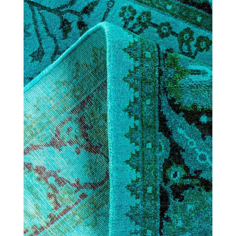 Overton Hand Knotted Wool Vintage Inspired Modern Contemporary Overdyed Blue Area Rug - 2' 9" x 4' 4"