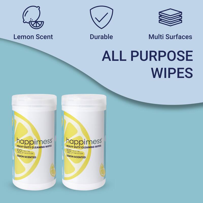 happimess, All Purpose Multi Surface Heavy Duty Cleaning Wipes Bleach Free