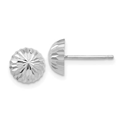 Curata 14k White Gold Diamond-Cut 8mm Half Ball Post Earrings