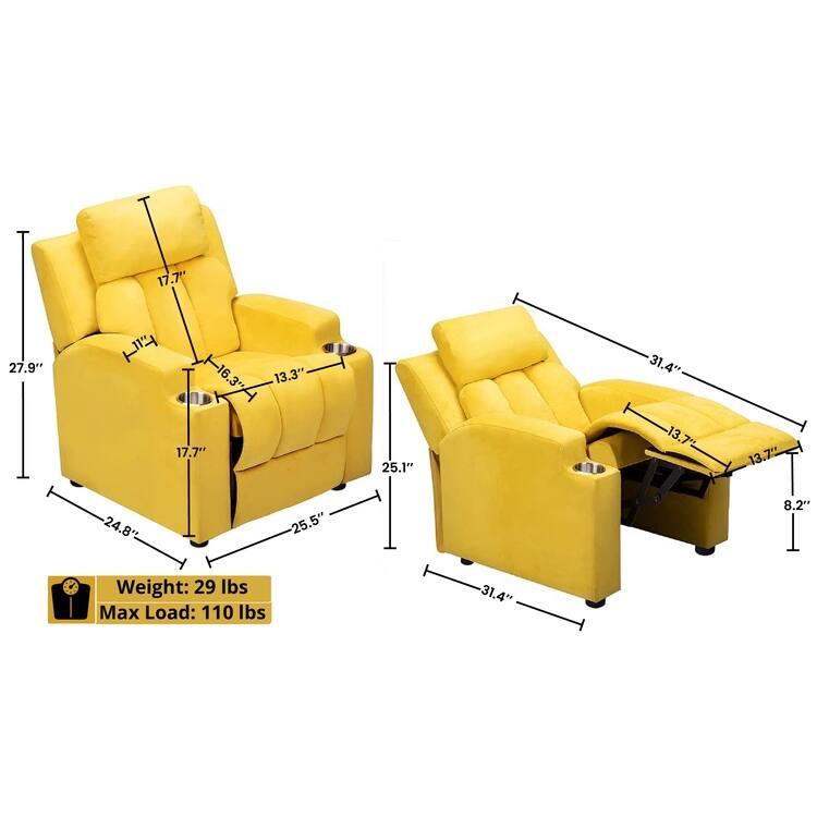 Magic Seats for Superheroes & Princesses, Super Deluxe Kids Recliner with Footrest, Headrest, 2 Cup Holders