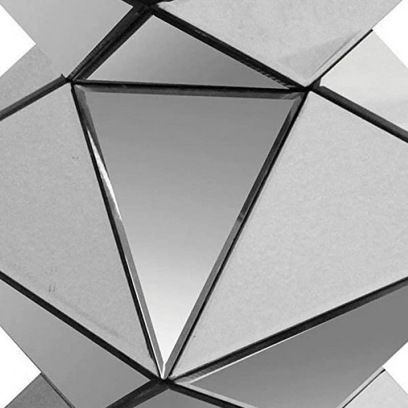 20 Inch Modern End Table, Square Mirror Top, Silver Geometric Pedestal Base - 12L x 12W x 20H in inches