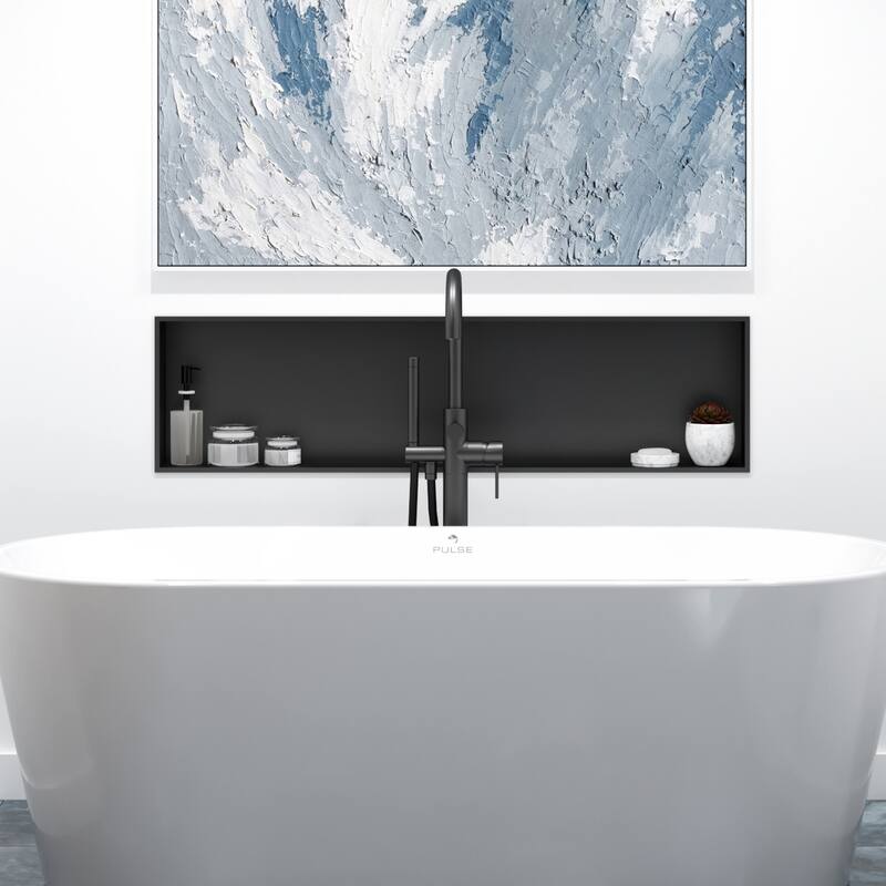 12-in x 48-in Ultra-thin Frame Recessed Stainless Steel Shower Niche Matte Black