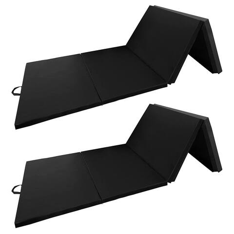 BalanceFrom Fitness 120x48in All Purpose Folding Gymnastics Mat, Black (2 Pack) - 120 L x 48 W x 2 H inches