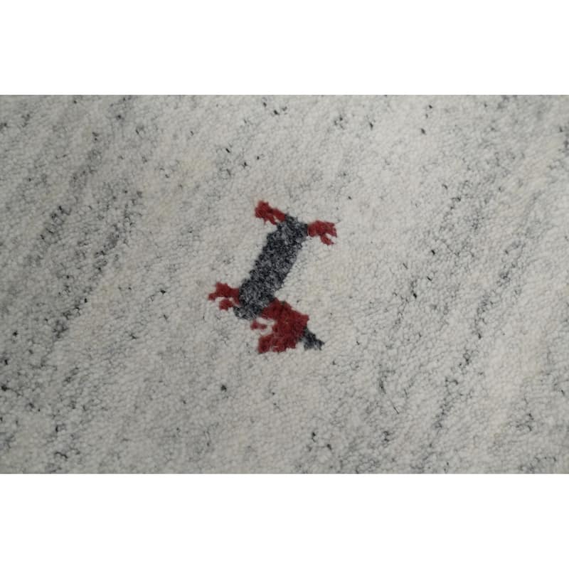 Hand Knotted Oriental 100% Wool Carpet Tribal Animal Pictorial Beige & Ivories Gabbeh Area Rug - 7' 10'' X 5' 6''
