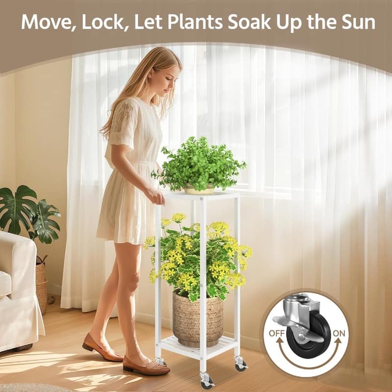 2 Tier Black Metal Plant Stand - 11.6 x 10.8 x 33.7 inches