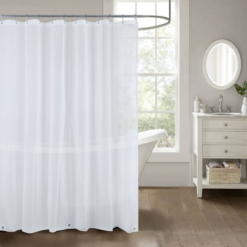 Stripe Embossed Peva Shower Curtain Liner with Magnets - Clear