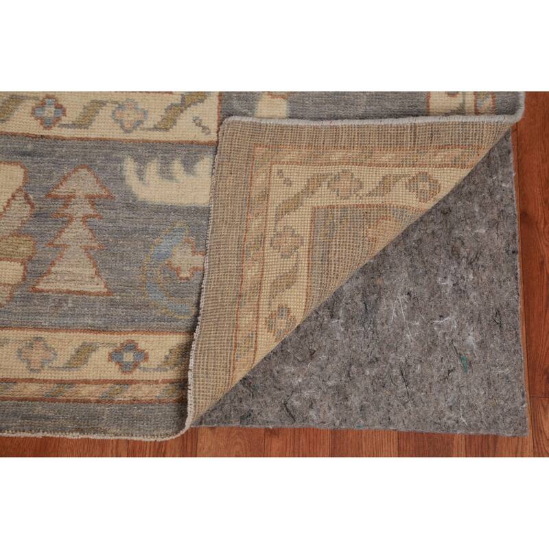 Hand Knotted Oriental 100% Wool Carpet Transitional All-Over Greys & Charcoal Oushak Area Rug - 14' 0'' X 10' 1''
