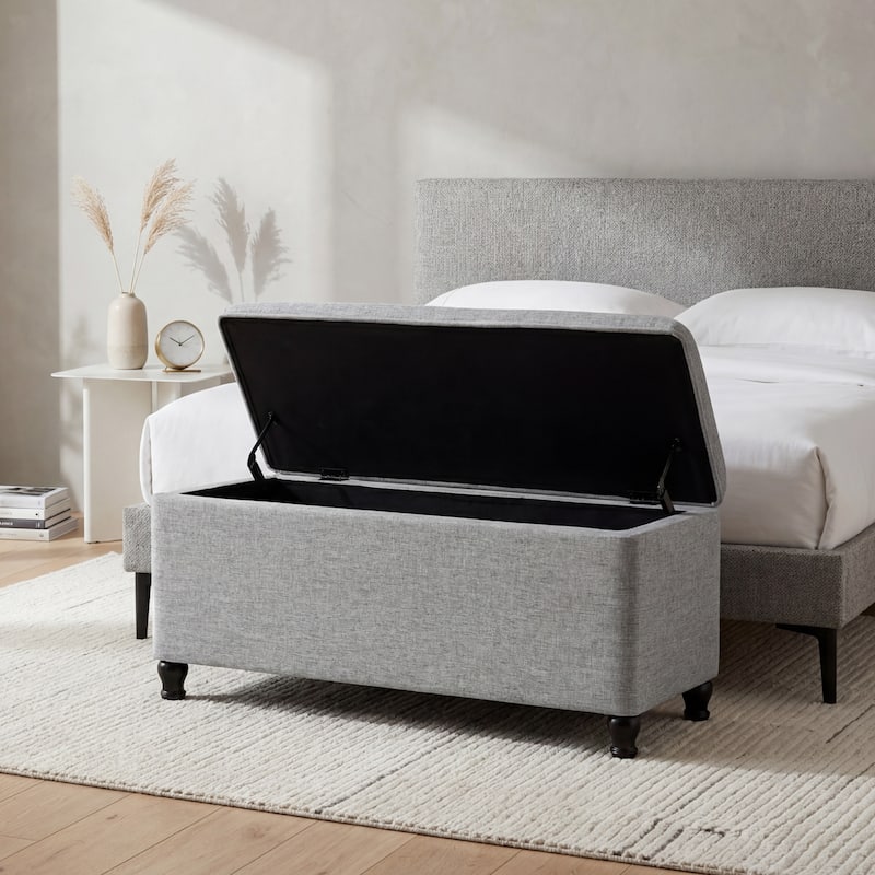 Adeco 41" Rectangle Linen Storage Ottoman Bench For Living room - 41.3"X17.3"X19.1"