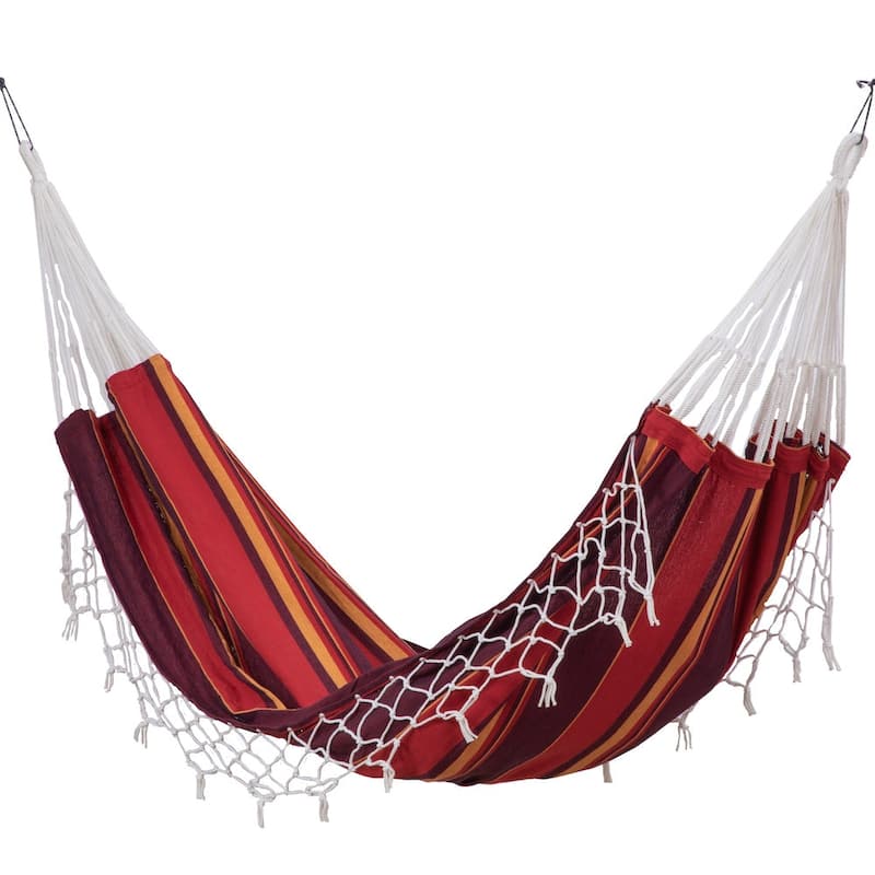 Brazilian Patio Hammock Cotton Outdoor Swing Chair - Red Stripes