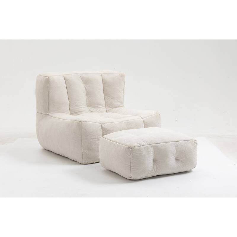 Fluffy bean bag chair, for adults and children, super soft lazy sofa chair with memory foam and ottoman,for living room
