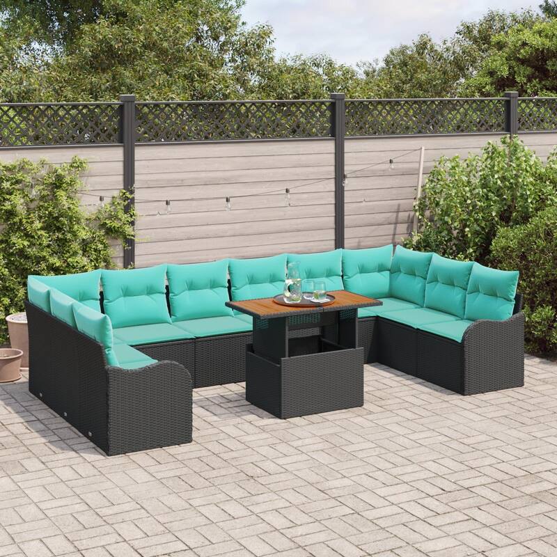 vidaXL 11 Piece Garden Sofa Set with Cushions - 135.4×70×27.2