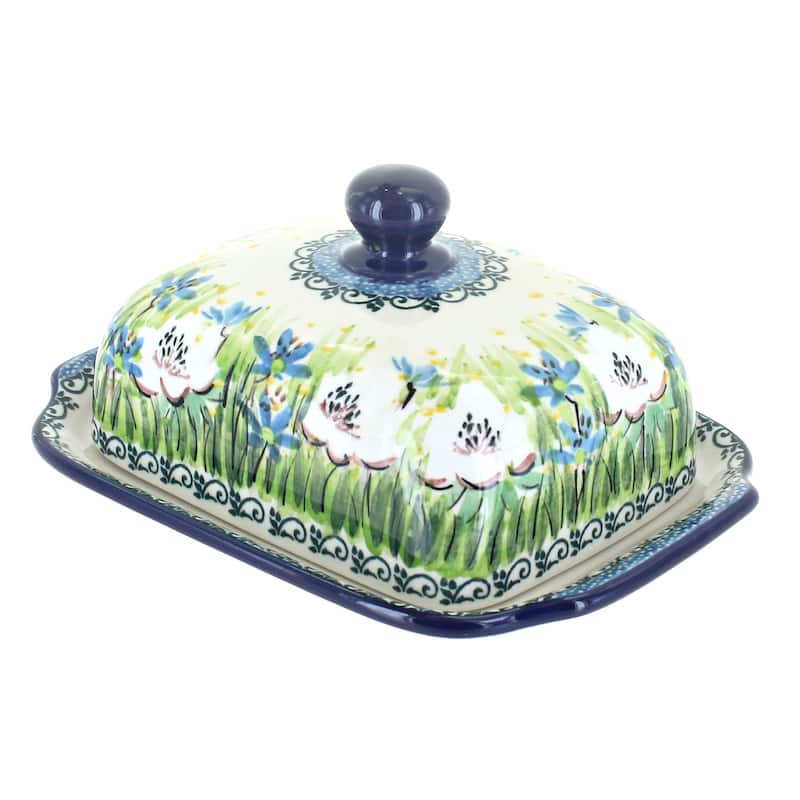 Blue Rose Polish Pottery 295 Ceramika Artystyczna Butter Dish