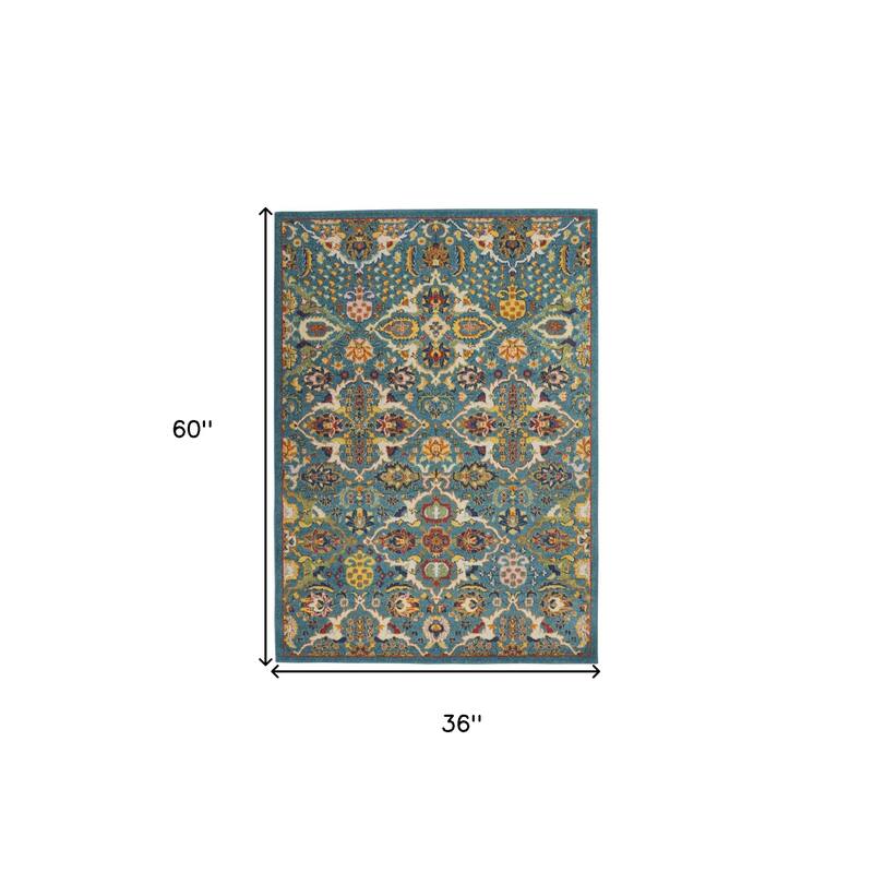 HomeRoots Floral Bohemian Rectangle Area Rug - 3' X 5'
